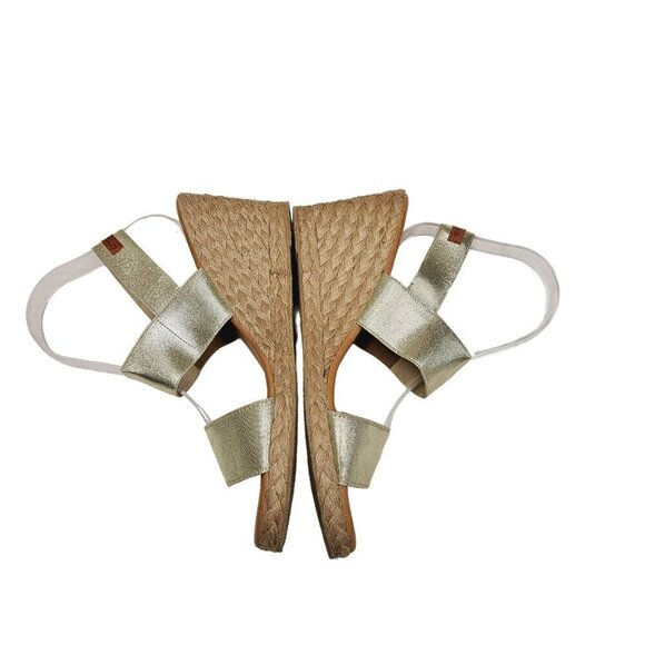 Andre Assous Allison Wedge Sandals Espadrille Gold Metallic Leather Womens 9-9.5 - Picture 3 of 13